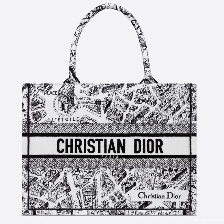 Cheap Plan Motif White Canvas de Book Dior Paris Tote 0807 Luxury